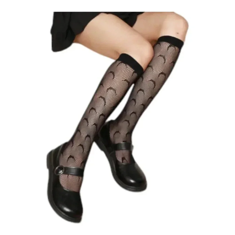 Black Thigh high Half Moon Stocking